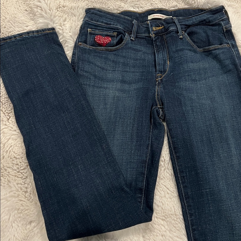 Levi’s Women's mid rise skinny hand embroidered jeans